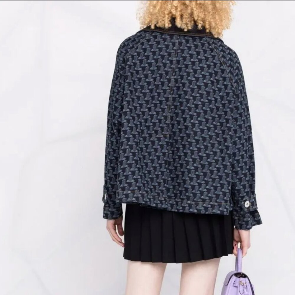 Lanvin Monogram-Pattern Swing Denim Jacket - image 3